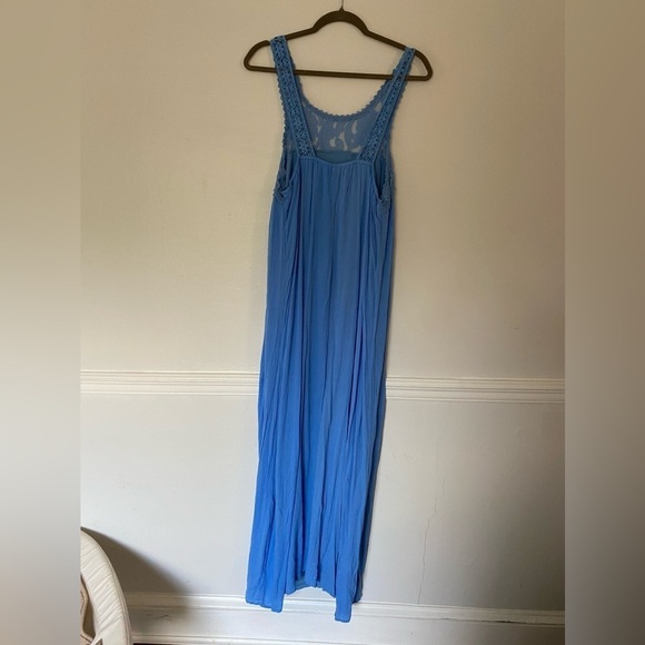 Flying Tomato Blue Sleeveless Floral Eyelet Scoop Neck Maxi Dress Size L - Picture 3 of 10